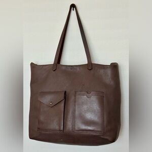 Madewell Large Brown Leather Tote Bag